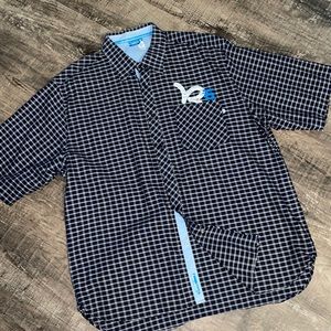 Rocawear Mens 3X  Navy Blue/white shirt sleeve button down